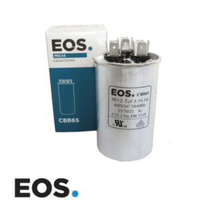 30+2,5  5UF CAPACITOR DUPLO 440V 11030006/ D144612 EOS  COM TERMINAL ALUMINIO